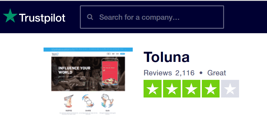 Toluna's Trustpilot rating
