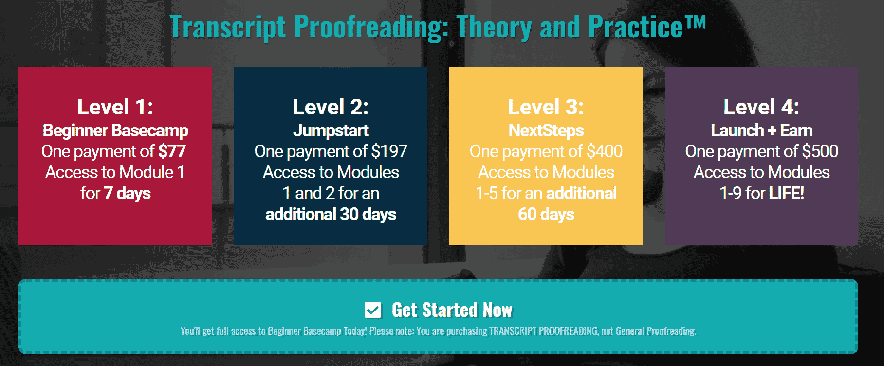 Transcript Proofreading Modules & Levels