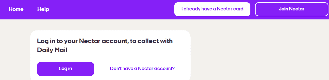 Nectar Account to collect Daily Mail Rewards