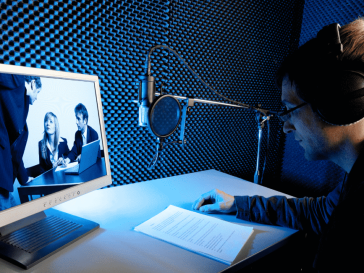 man doing voice over jobs for beginners