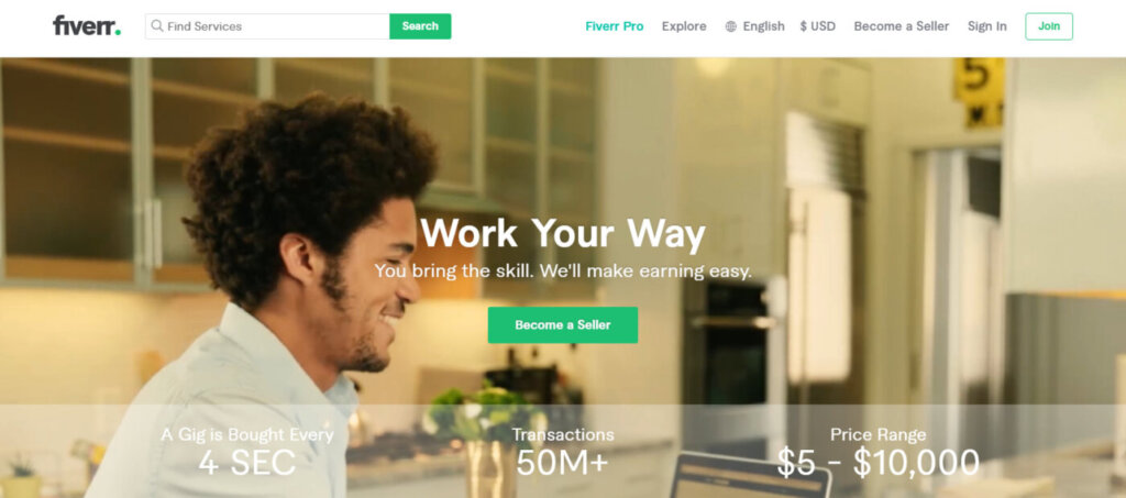 Fiverr app for odd jobs