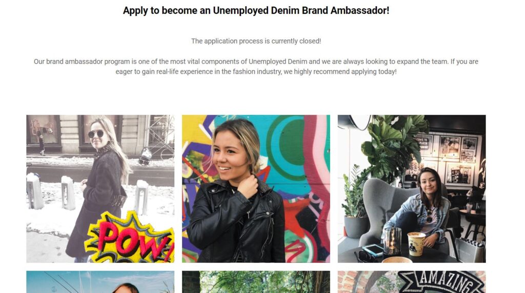 Become a Brand Ambassador at Unemployed Denim