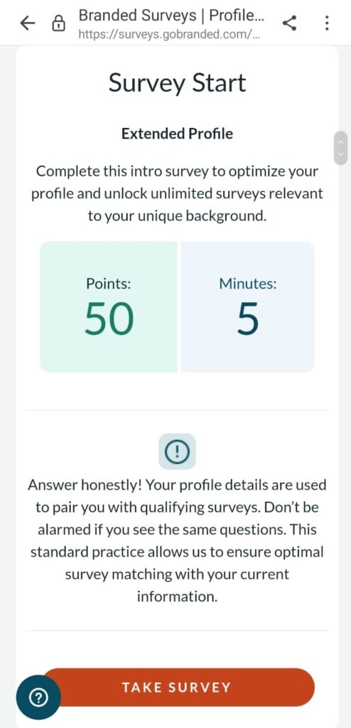 Branded Surveys Extended Profile Survey