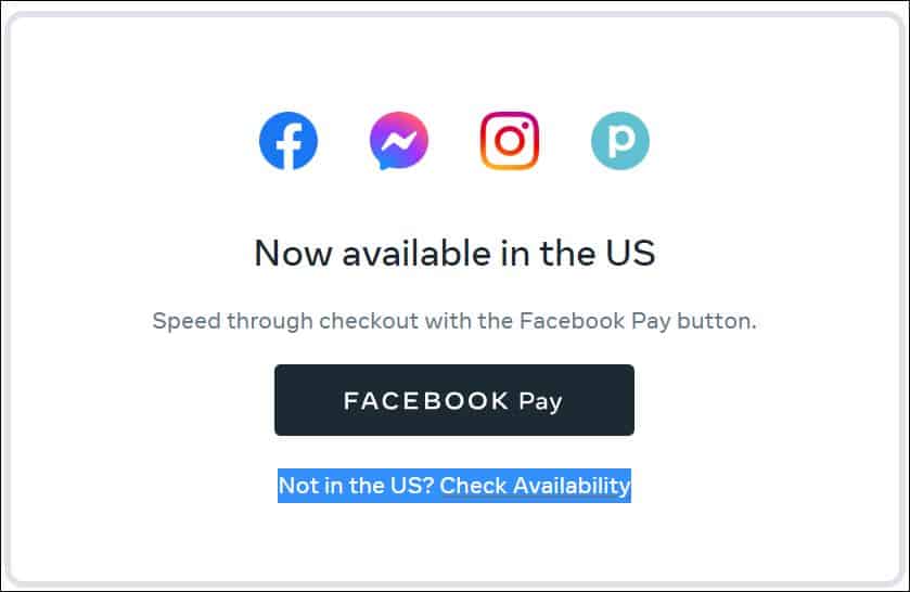 Facebook Pay for Payment Checkout