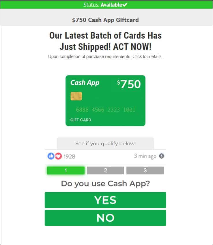 750 Cash App Survey Premium Scam