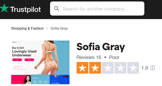 Sofia Gray TrustPilot Rating