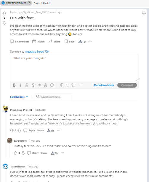Negative FunWithFeet Reddit Reviews