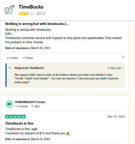 Positive TimeBucks Reviews