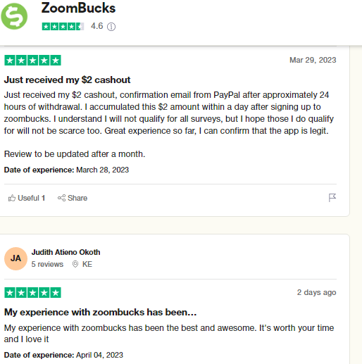 Positive Zoombucks User Reviews