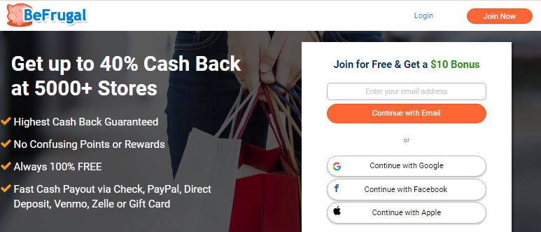 BeFrugal - Earn $10 Sign Up Bonus & Cashback